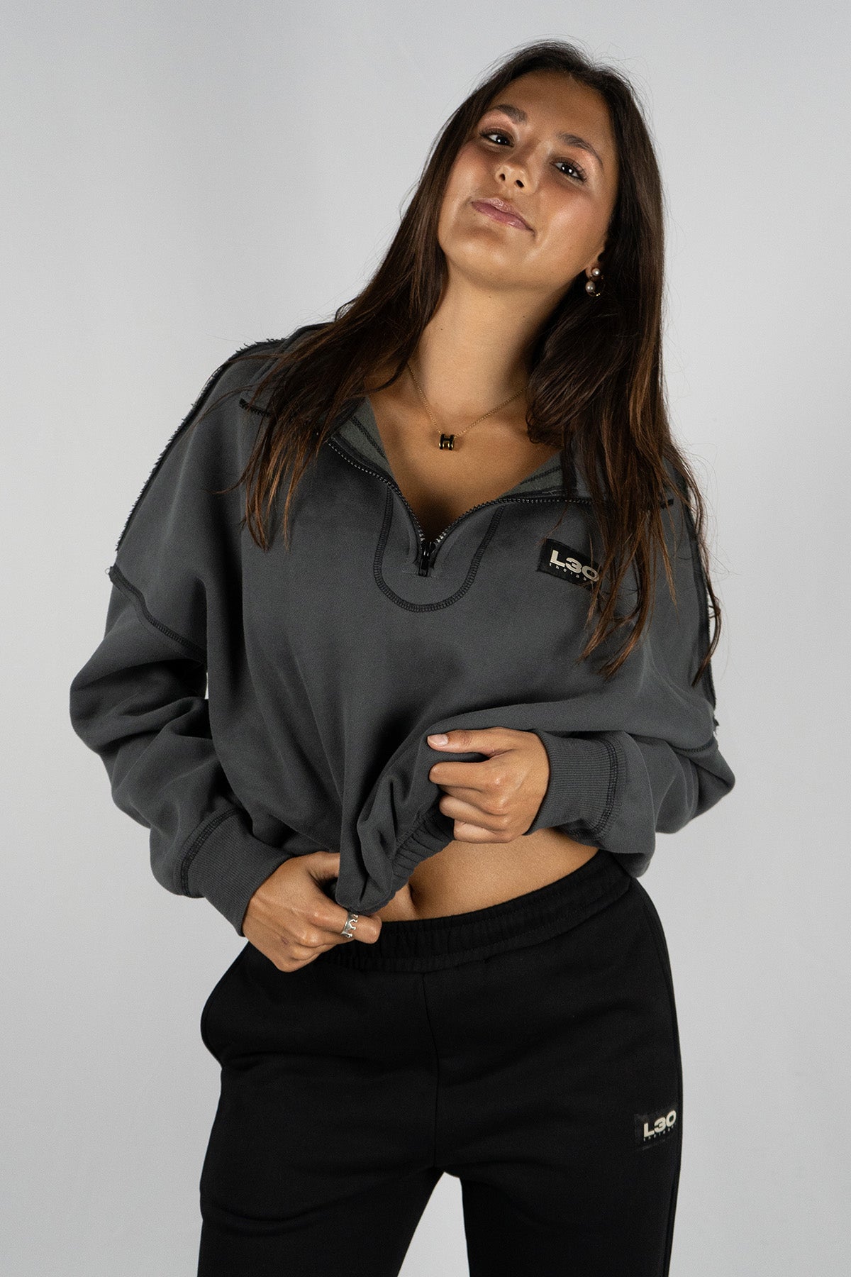Double Stitched Half Zip Sweatshirt