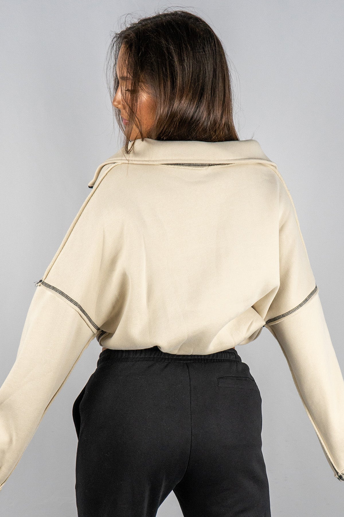 Double Stitched Half Zip Sweatshirt