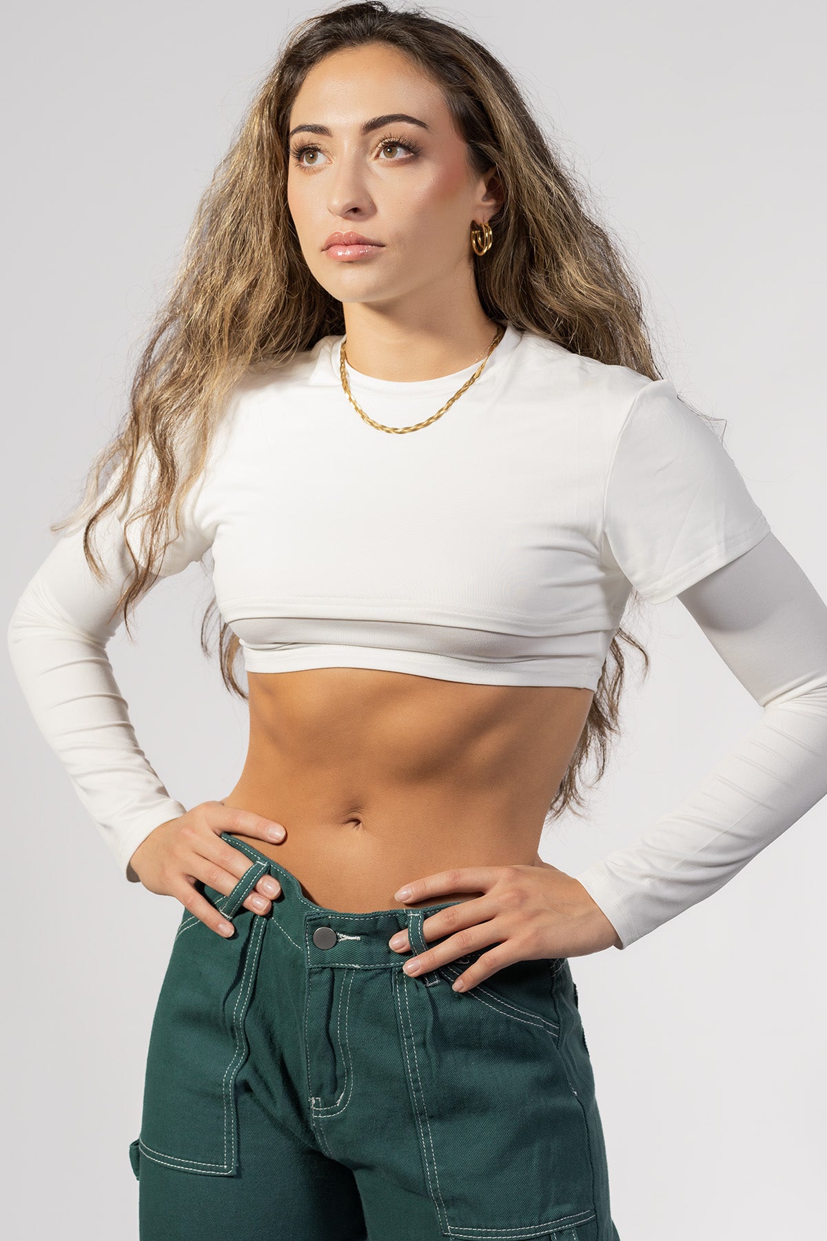 Long Sleeve Layered Crop Top