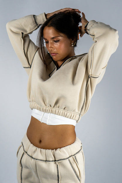 Double Stitched Half Zip Sweatshirt