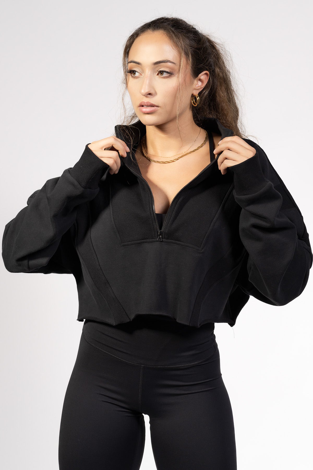 Half-Zipped Cropped Sweatshirt