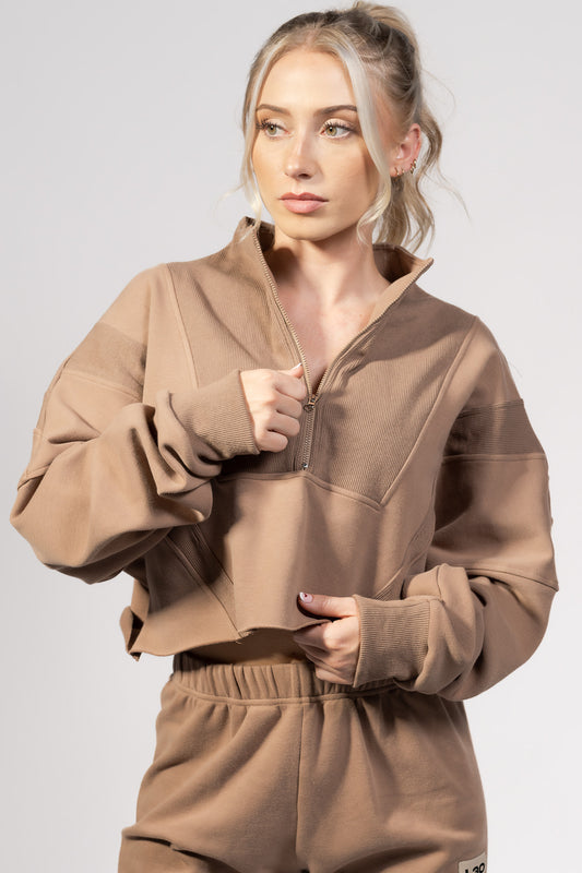 Half-Zipped Cropped Sweatshirt